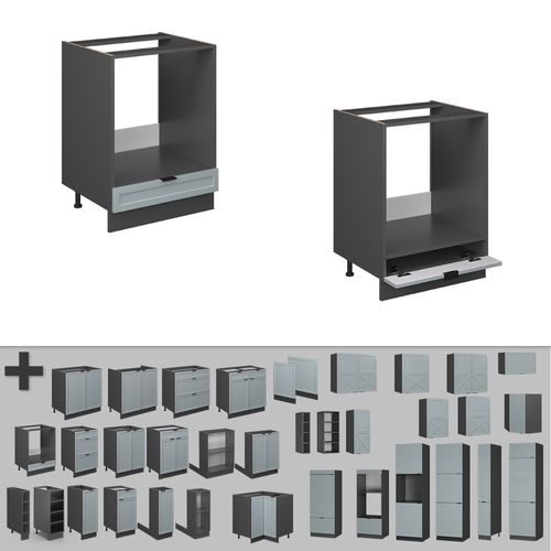 Meuble Pour Four Fame-line 50683 Bleu Clair-gris 60cm , Pt Anthracite