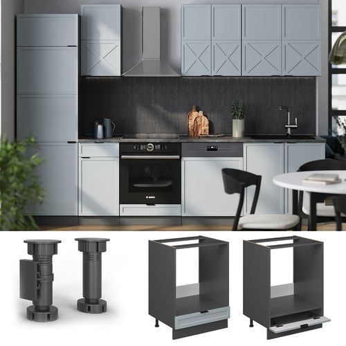 Meuble Pour Four Fame-line 50684 Bleu Clair-gris 60cm , Pt Chêne