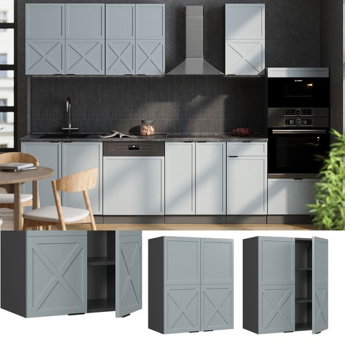 Elément Haut De Cuisine Fame-line 50704 Bleu Clair-gris 60cm