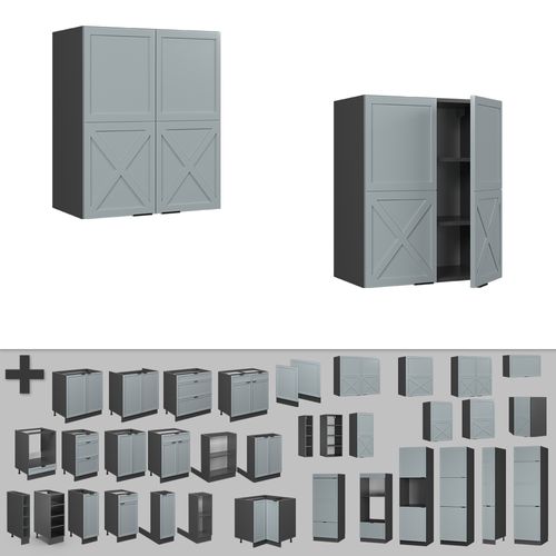 Elément Haut De Cuisine Fame-line 50704 Bleu Clair-gris 60cm