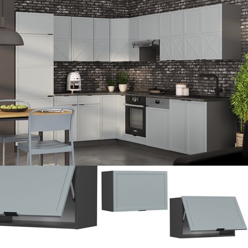 Elément Haut De Cuisine Fame-line 50706 Bleu Clair-gris 60cm Plat