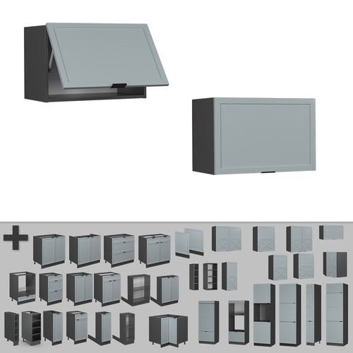 Elément Haut De Cuisine Fame-line 50706 Bleu Clair-gris 60cm Plat