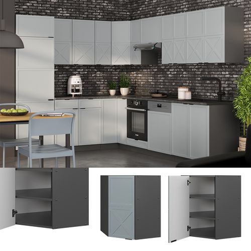 Elément Haut De Cuisine Fame-line 50710 Bleu Clair-gris 57cm