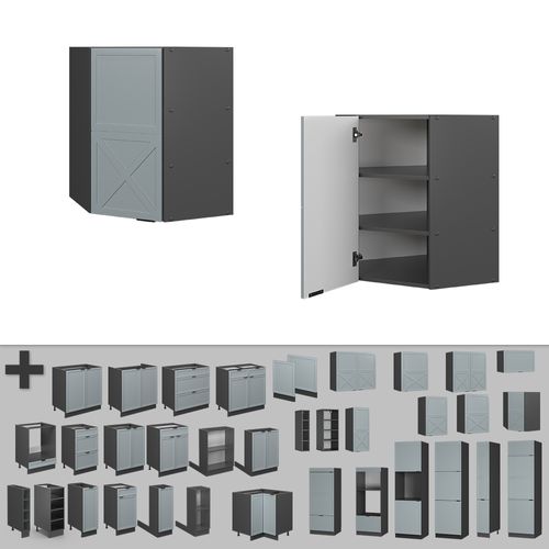 Elément Haut De Cuisine Fame-line 50710 Bleu Clair-gris 57cm