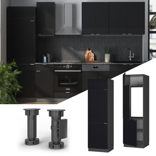 Armoire Pour Frigo Fame-line 50713 Noir Rayé 60cm