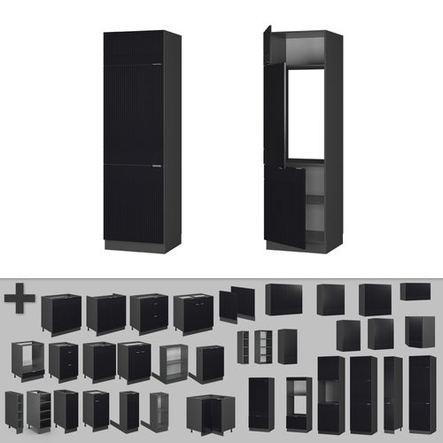 Armoire Pour Frigo Fame-line 50713 Noir Rayé 60cm