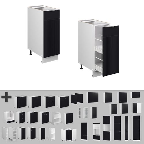 Meuble De Cuisine Fame-line 50722 Noir Rayé 30cm , Pt Chêne