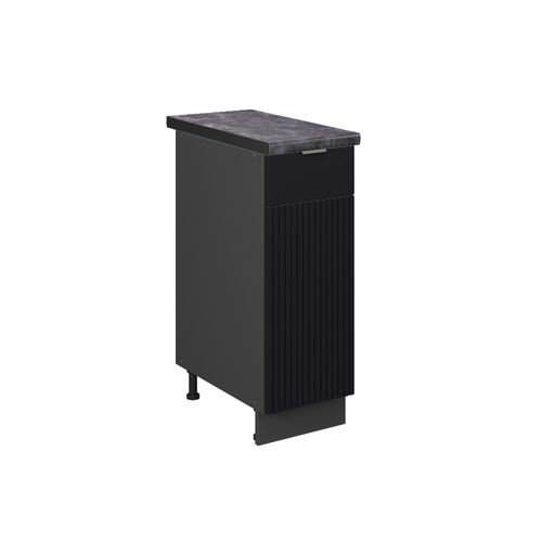 Meuble De Cuisine Fame-line 50729 Noir Rayé 30cm , Pt Anthracite