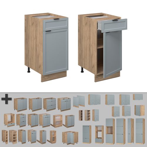 Meuble Cuisine Fame-line 50744 Bleu Clair-gris 40cm Sans Pt