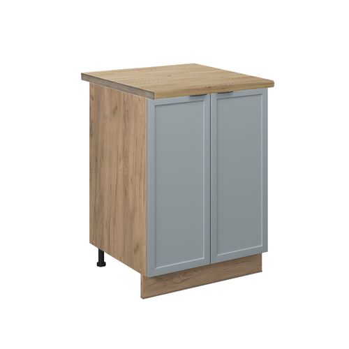 Meuble Bas De Cuisine Fame-line 50754 Bleu Clair-gris 60cm , Pt Chêne