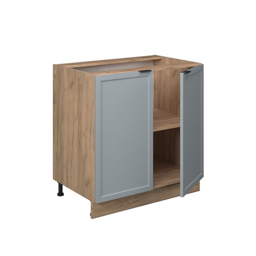 Meuble Bas De Cuisine Fame-line 50762 Bleu Clair-gris 80cm Avec Étagère, Pt Chêne
