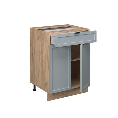 Meuble Cuisine Fame-line 50771 Bleu Clair-gris 60cm Avec Tiroir, Pt Marbre