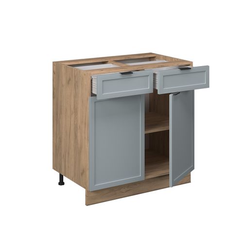 Meuble Cuisine Fame-line 50786 Bleu Clair-gris 80cm , Pt Chêne