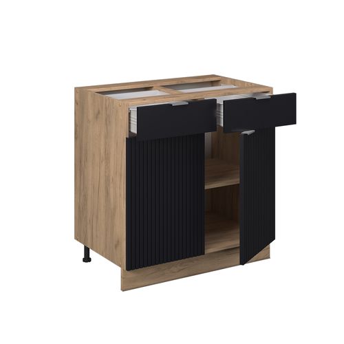 Meuble Cuisine Fame-line 50788 Noir Rayé 80cm Sans Pt