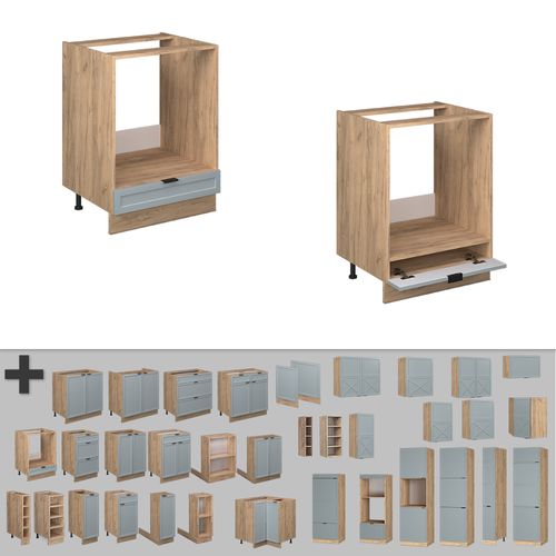 Meuble Pour Four Fame-line 50801 Bleu Clair-gris 60cm , Pt Anthracite