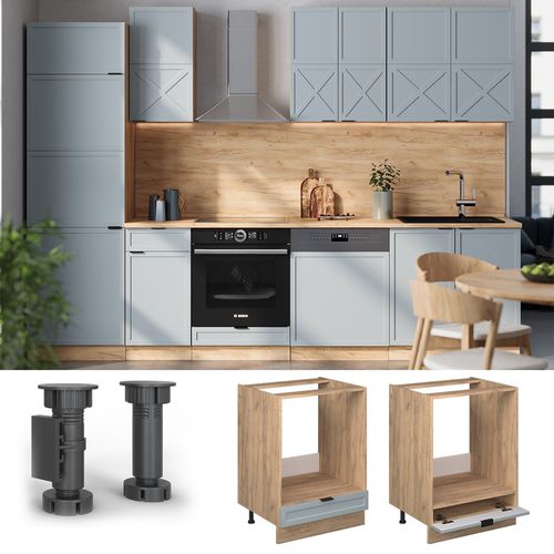 Meuble Pour Four Fame-line 50802 Bleu Clair-gris 60cm , Pt Chêne