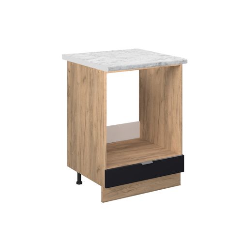 Meuble Pour Four Fame-line 50807 Noir Rayé 60cm , Pt Marbre