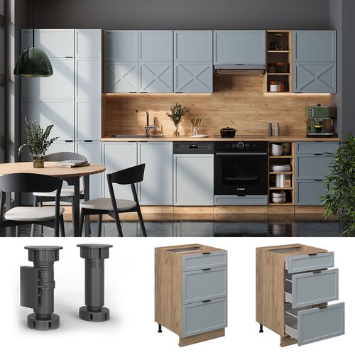 Meuble Cuisine Fame-line 50808 Bleu Clair-gris 50cm Sans Pt