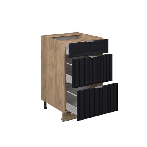 Meuble Cuisine Fame-line 50813 Noir Rayé 50cm , Pt Anthracite