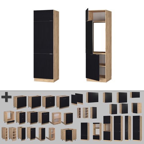 Armoire Pour Frigo Fame-line 50831 Noir Rayé 60cm