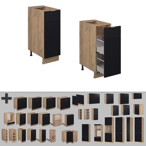 Meuble De Cuisine Fame-line 50839 Noir Rayé 30cm , Pt Anthracite