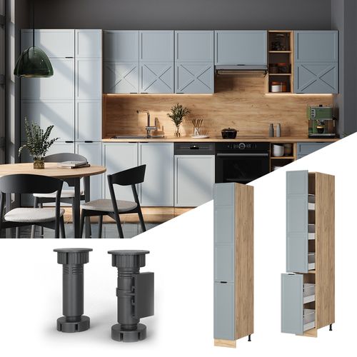 Meuble Haute De Cuisine Fame-line 50842 Bleu Clair-gris 30cm