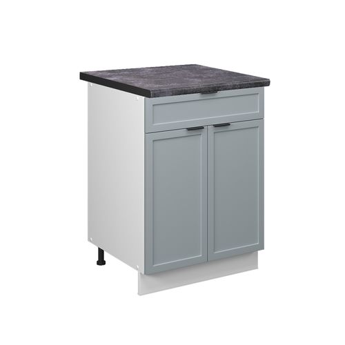 Meuble Cuisine Fame-line 50845 Bleu Clair-gris 60cm Avec Tiroir, Pt Anthracite
