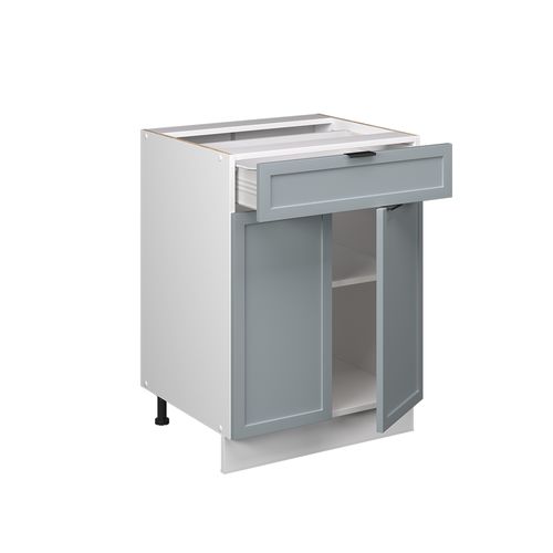 Meuble Cuisine Fame-line 50845 Bleu Clair-gris 60cm Avec Tiroir, Pt Anthracite