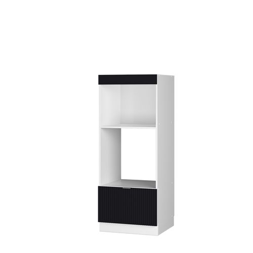 Armoire Micro-ondes Fame-line 50858 Noir Rayé 60cm Ouvert