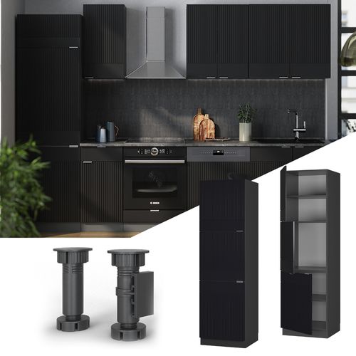Meuble Pour Four Fame-line 50875 Noir Rayé 60cm