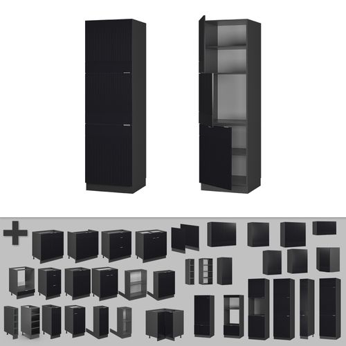 Meuble Pour Four Fame-line 50875 Noir Rayé 60cm