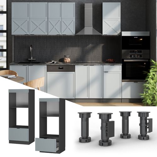 Armoire Micro-ondes Fame-line 50876 Bleu Clair-gris 60cm Ouvert