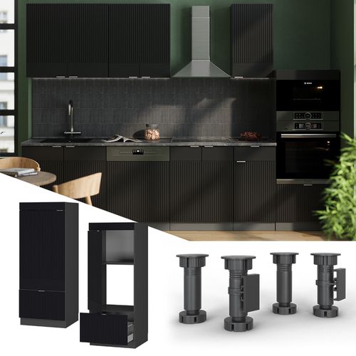 Armoire Micro-ondes Fame-line 50879 Noir Rayé 60cm