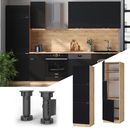 Meuble Pour Four Fame-line 50895 Noir Rayé 60cm