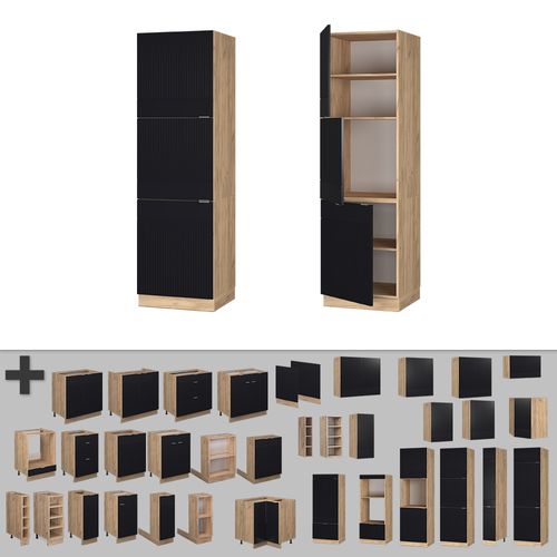 Meuble Pour Four Fame-line 50895 Noir Rayé 60cm