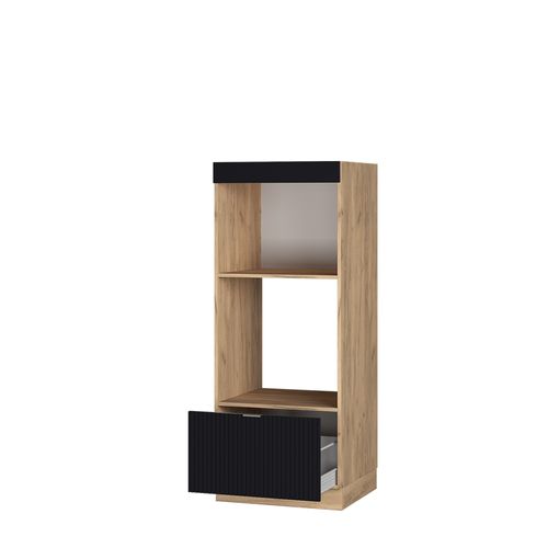 Armoire Micro-ondes Fame-line 50898 Noir Rayé 60cm Ouvert