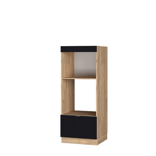 Armoire Micro-ondes Fame-line 50898 Noir Rayé 60cm Ouvert