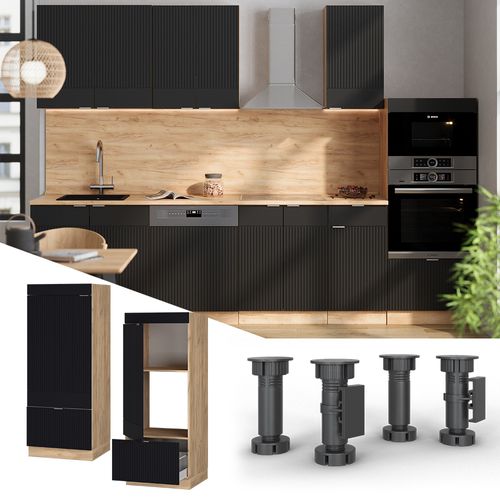 Armoire Micro-ondes Fame-line 50899 Noir Rayé 60cm