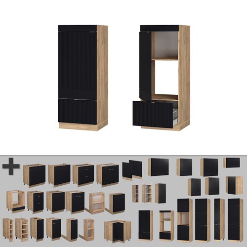 Armoire Micro-ondes Fame-line 50899 Noir Rayé 60cm