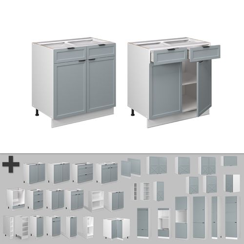 Meuble Cuisine Fame-line 50919 Bleu Clair-gris 80cm Sans Pt