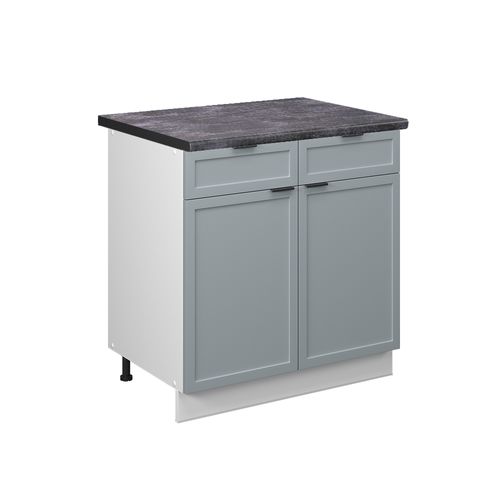 Meuble Cuisine Fame-line 50920 Bleu Clair-gris 80cm , Pt Anthracite