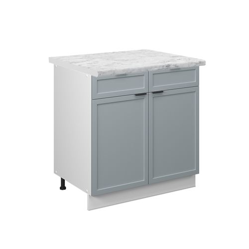 Meuble Cuisine Fame-line 50922 Bleu Clair-gris 80cm , Pt Marbre