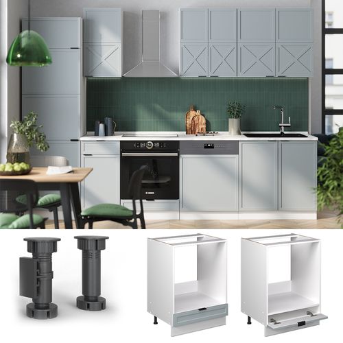 Meuble Pour Four Fame-line 50975 Bleu Clair-gris 60cm , Pt Chêne