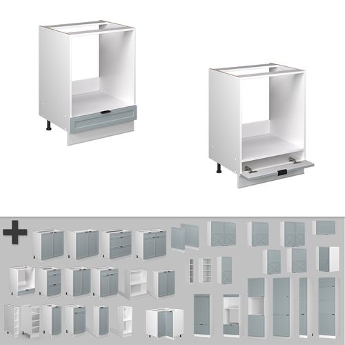 Meuble Pour Four Fame-line 50976 Bleu Clair-gris 60cm , Pt Marbre