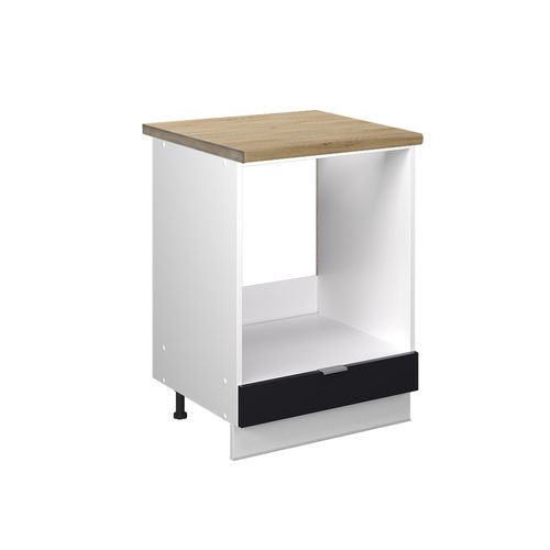 Meuble Pour Four Fame-line 50979 Noir Rayé 60cm , Pt Chêne