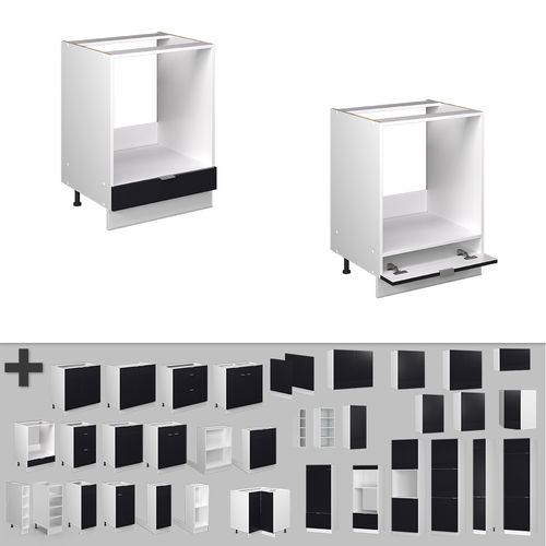 Meuble Pour Four Fame-line 50979 Noir Rayé 60cm , Pt Chêne