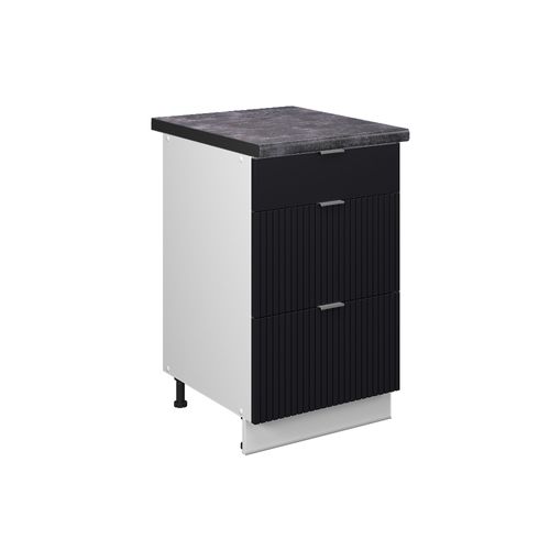 Meuble Cuisine Fame-line 50986 Noir Rayé 50cm , Pt Anthracite