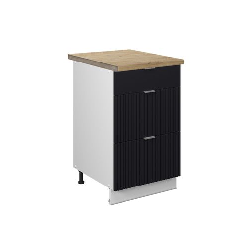 Meuble Cuisine Fame-line 50987 Noir Rayé 50cm , Ap Goldkraft