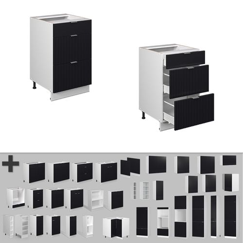 Meuble Cuisine Fame-line 50987 Noir Rayé 50cm , Ap Goldkraft