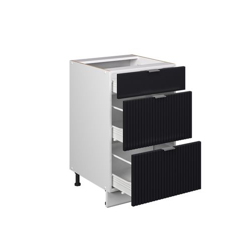 Meuble Cuisine Fame-line 50988 Noir Rayé 50cm , Pt Marbre